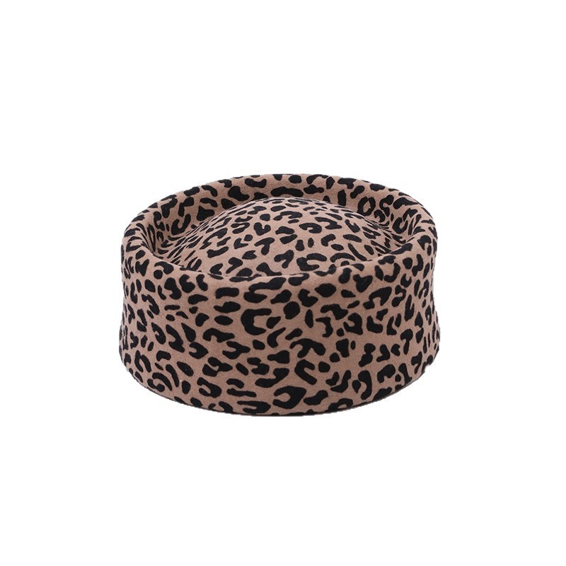 American-style Leopard-print Pillbox Hat Women's New High-end Design 6 American-style Leopard-print Pillbox Hat Women's New High-end Design - Image 6