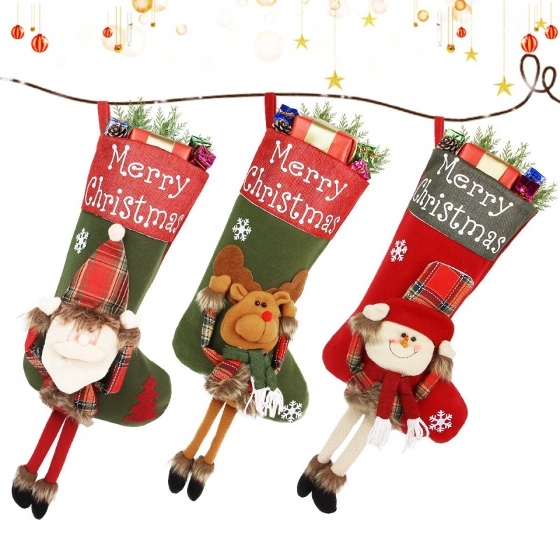 New Year Xmas Big Stockings Set Decorations Christmas 3D Plush Big Sock Christmas Tree Pendant Decorating Supplies 9 New Year Xmas Big Stockings Set Decorations Christmas 3D Plush Big Sock Christmas Tree Pendant Decorating Supplies - Image 9