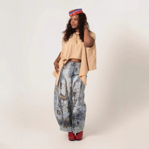 Wide-leg Boot-cut Stone-washed Jeans