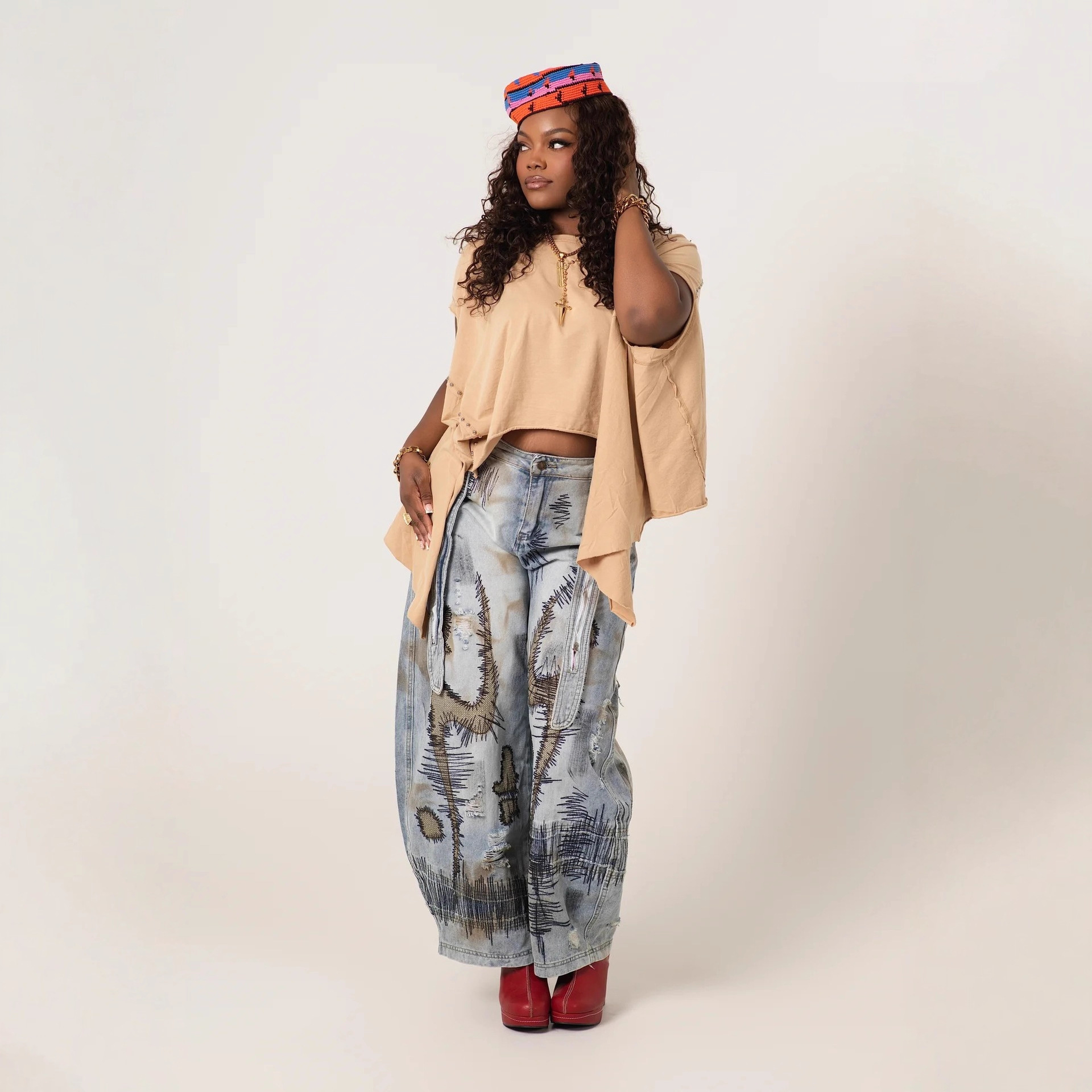 Wide-leg Boot-cut Stone-washed Jeans 1 Wide-leg Boot-cut Stone-washed Jeans