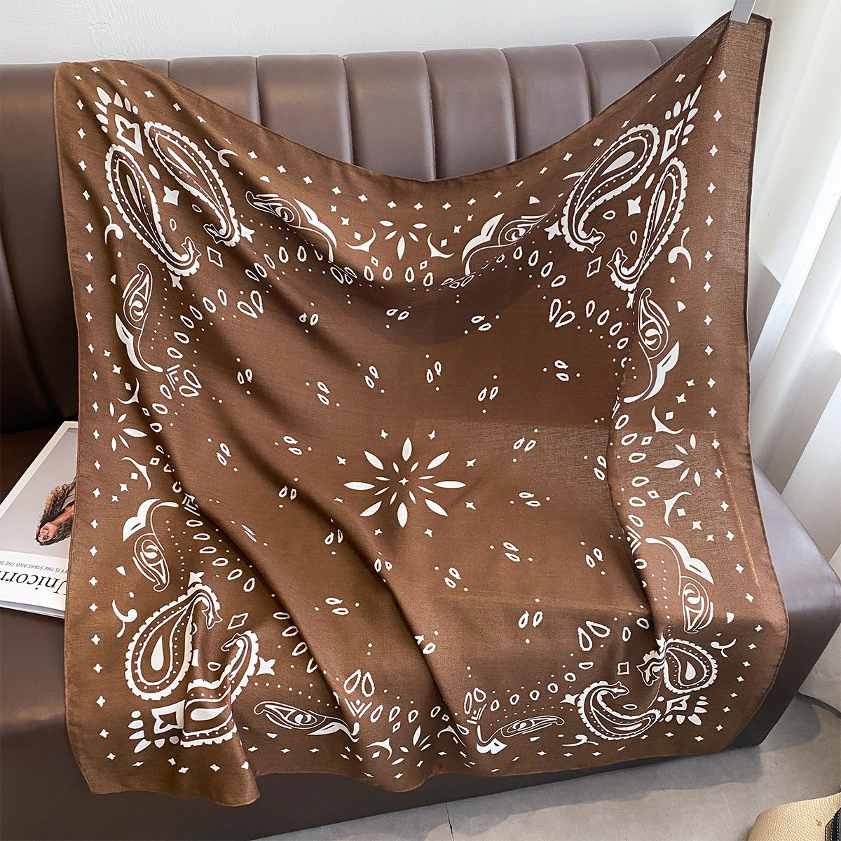 Retro Cashew Print 90 Large Scarf For Women Outerwear 7 Retro Cashew Print 90 Large Scarf For Women Outerwear - Image 7