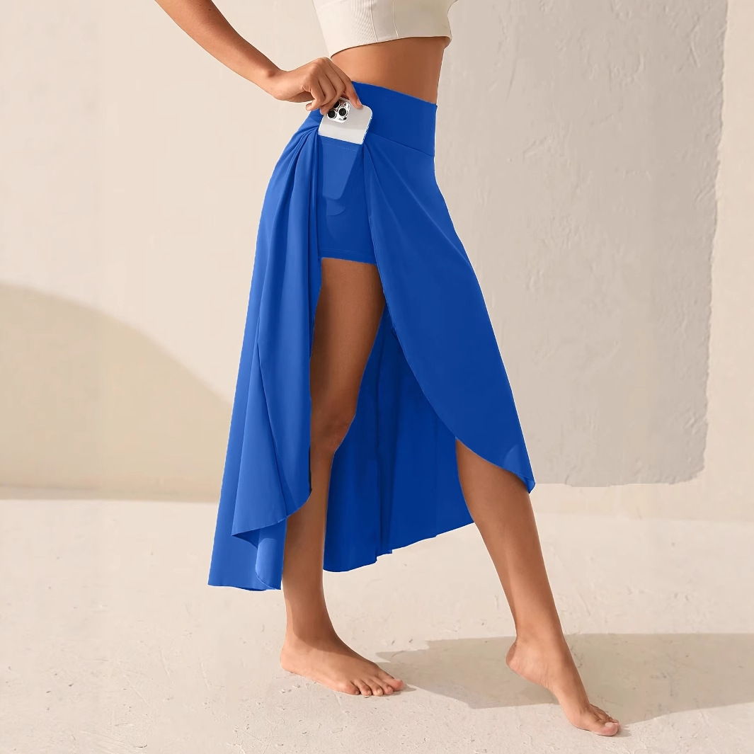 Elegant Flowing Solid-Colored Midi Skirt With Ruffle Trim 8 Elegant Flowing Solid-Colored Midi Skirt With Ruffle Trim - Image 8