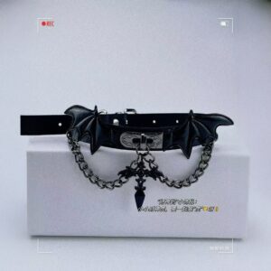 Dark Cross Devil Wings Choker Leg Ring Leather Necklace Bold Girl Punk Style