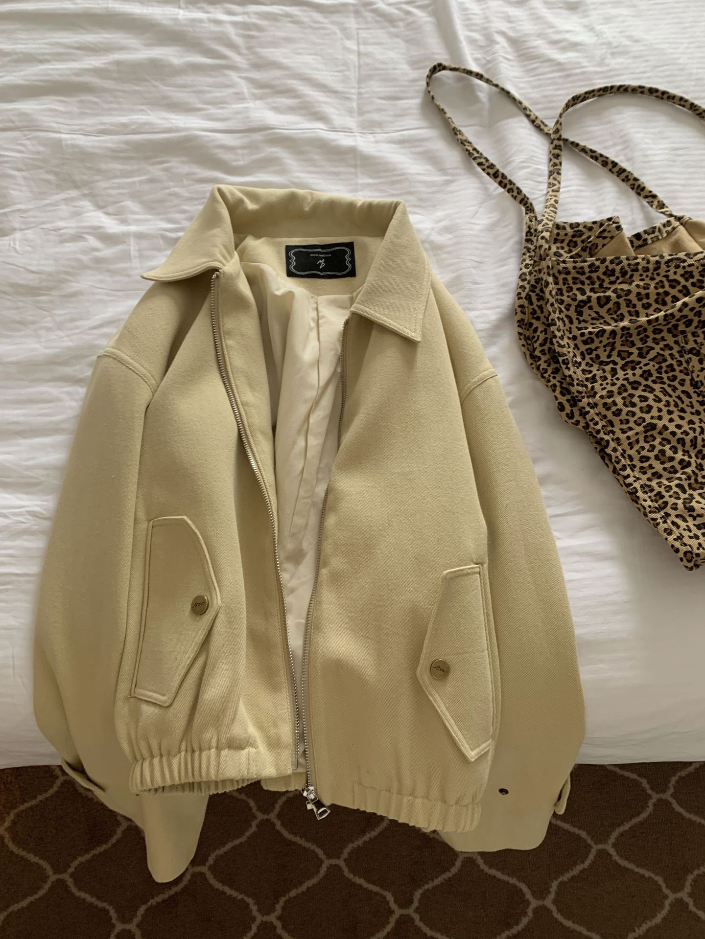 Casual Solid Color Lapel Long Sleeve Loose Slimming Zipper Coat 6 Casual Solid Color Lapel Long Sleeve Loose Slimming Zipper Coat - Image 6