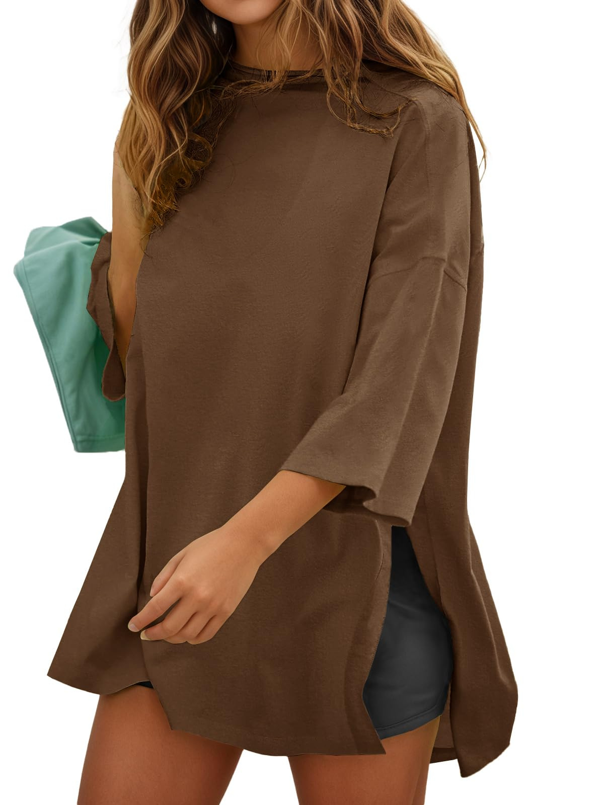 Fisoew Women's Oversized T Shirts Casual Sleeve Side Slit Workout Gym Loose Fit Summer Tee Tunic Tops 1 Fisoew Women's Oversized T Shirts Casual Sleeve Side Slit Workout Gym Loose Fit Summer Tee Tunic Tops