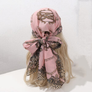 Ladies' Printed Leopard Print Chain Chiffon Thin Silk Scarf, Light, Retro And Elegant Style Scarf, Spring And Summer Daily Casual Travel And Vacation