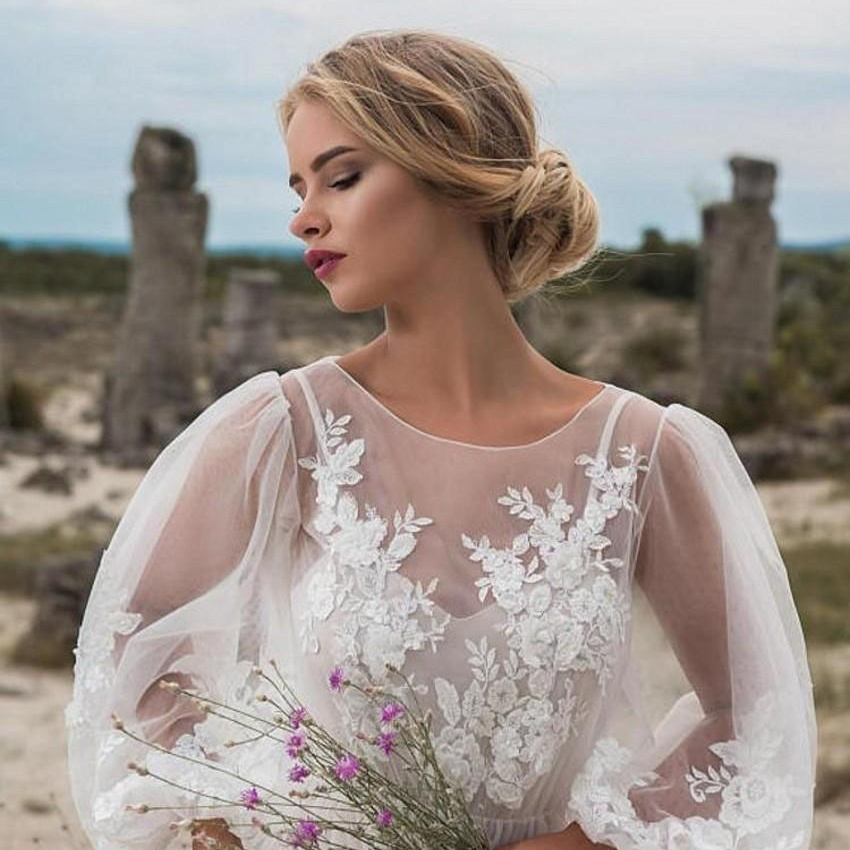 Round Collar Gauze Embroidered One-piece Dress Wedding Dress 1 Round Collar Gauze Embroidered One-piece Dress Wedding Dress