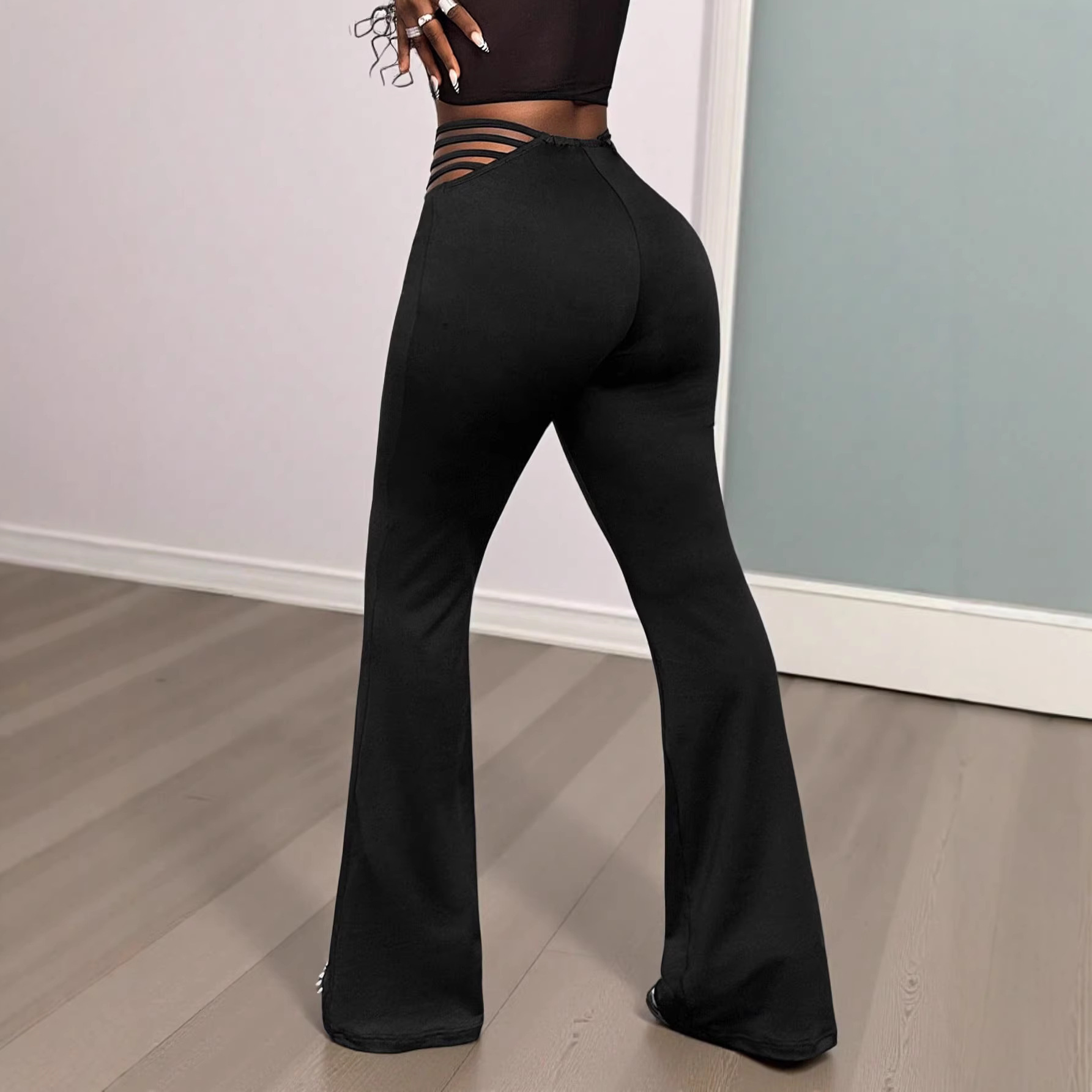 Black High-waist Flared Pants With Tummy-control And Butt-lifting Features 6 Black High-waist Flared Pants With Tummy-control And Butt-lifting Features - Image 6