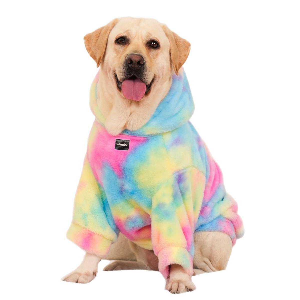 Pet Hoodie Tie Dye Rabbit Fur Rainbow-colored Dog Hoodie 3 Pet Hoodie Tie Dye Rabbit Fur Rainbow-colored Dog Hoodie - Image 3