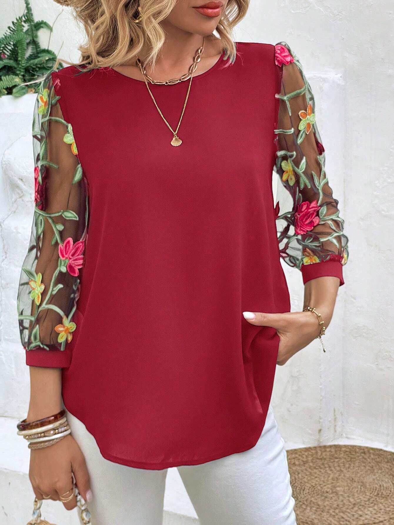 Women's Casual Mesh Black Patchwork Top 6 Women's Casual Mesh Black Patchwork Top - Image 6