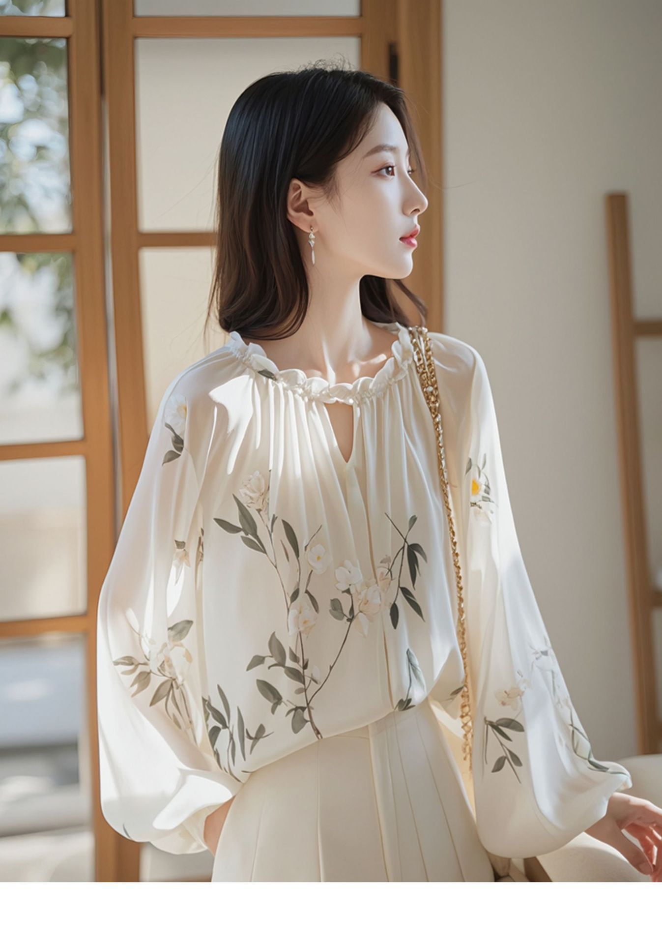 Loose-fitting Long-sleeve Floral Mini Shirt For Women 2 Loose-fitting Long-sleeve Floral Mini Shirt For Women - Image 2