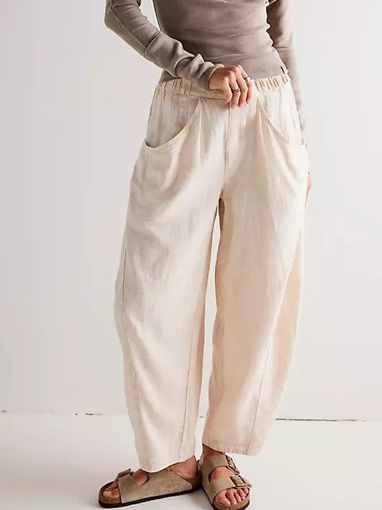 Spring New Arrival Cotton-Linen Solid-Color Fashionable Casual Pants 2 Spring New Arrival Cotton-Linen Solid-Color Fashionable Casual Pants - Image 2