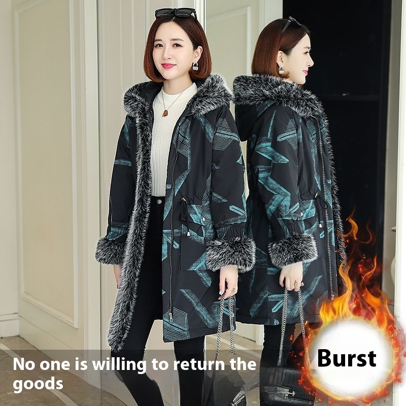 Parka Fur Female Large Fur Collar Cotton Clothes 5 Parka Fur Female Large Fur Collar Cotton Clothes - Image 5