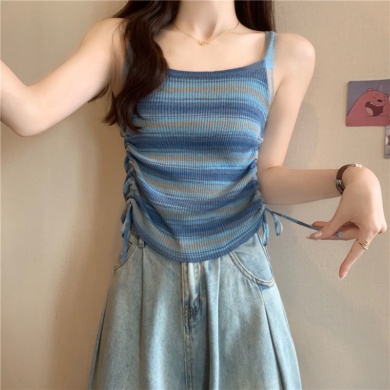 Fashionable Slim-Fit Striped Knitted Camisole 2 Fashionable Slim-Fit Striped Knitted Camisole - Image 2