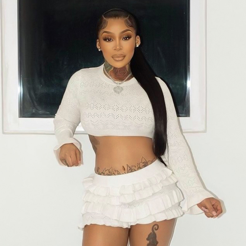 Sexy Solid-Colored High-Waisted Knitted Multi-Layer Ruffle-Trimmed Shorts 7 Sexy Solid-Colored High-Waisted Knitted Multi-Layer Ruffle-Trimmed Shorts - Image 7