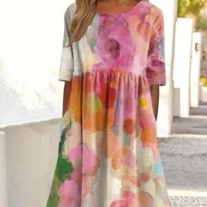 Fashion Digital Printed Wide Dress