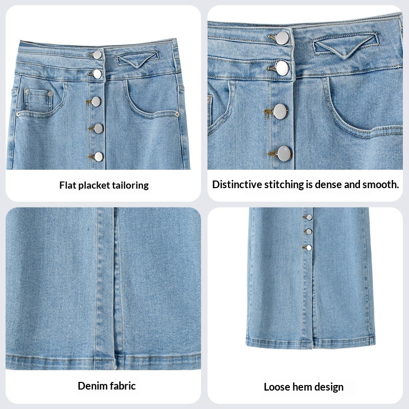 Single-breasted Denim Skirt For Women 5 Single-breasted Denim Skirt For Women - Image 5