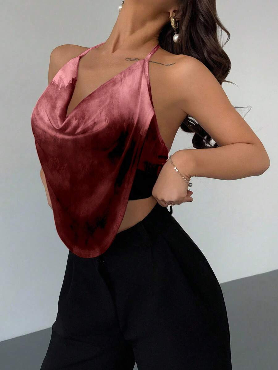 Y2K Halter Neck V-Neck Backless Camisole 2 Y2K Halter Neck V-Neck Backless Camisole - Image 2