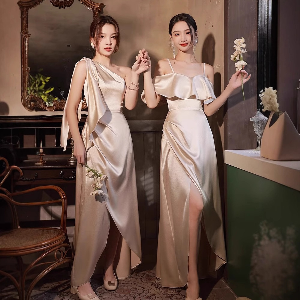 Simple And Light Luxury Satin Sisters Group Party Formal Dress 6 Simple And Light Luxury Satin Sisters Group Party Formal Dress - Image 6