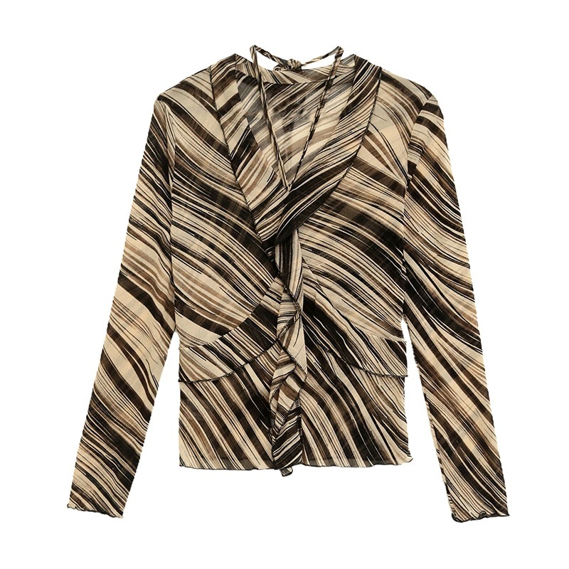 Fashionable Sheer Mesh Floral Long-Sleeve Top For Women 5 Fashionable Sheer Mesh Floral Long-Sleeve Top For Women - Image 5