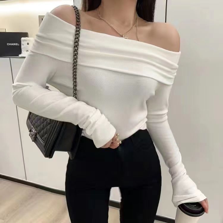 Off-shoulder Clavicle-knitted Sweater For Women 5 Off-shoulder Clavicle-knitted Sweater For Women - Image 5
