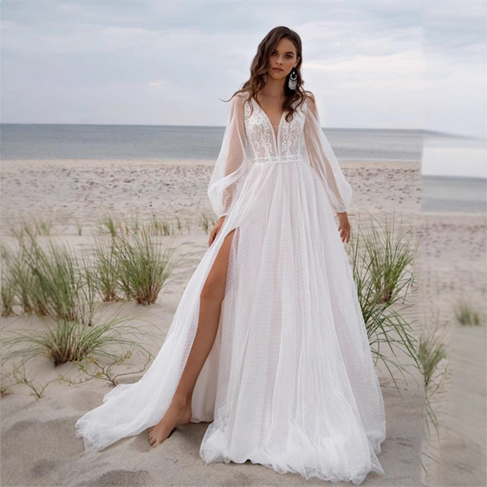 Wish Mesh Split New Light Women's Wedding Dress 1 Wish Mesh Split New Light Women's Wedding Dress