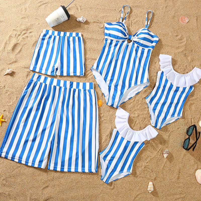 Parent-child Bikini Blue And White Stripe Swimsuit 1 Parent-child Bikini Blue And White Stripe Swimsuit