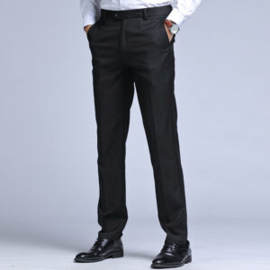 Men's Solid Color Versatile Straight Leg Suit Pants
