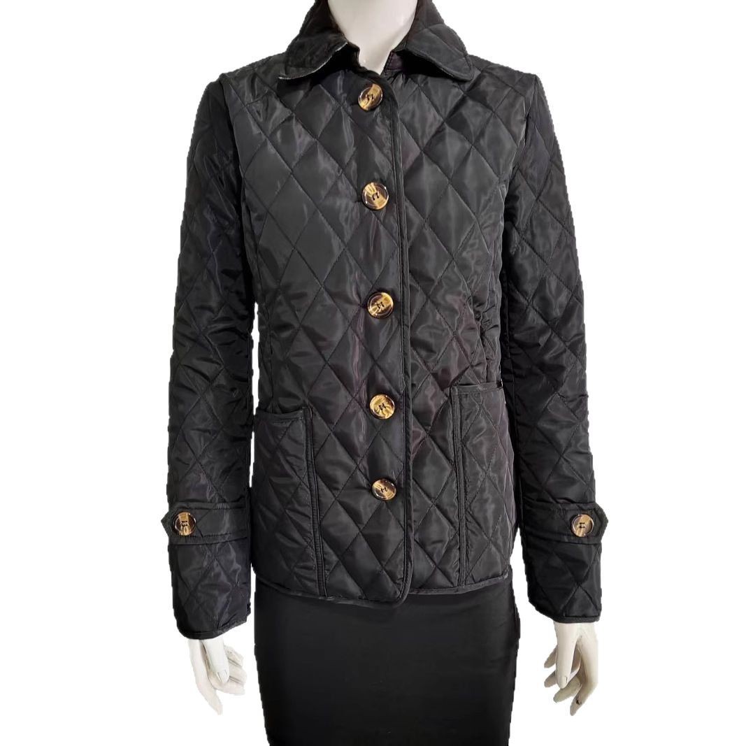 Women's Slim-Fit Diamond-Quilted Cotton Padded Jacket 3 Women's Slim-Fit Diamond-Quilted Cotton Padded Jacket - Image 3