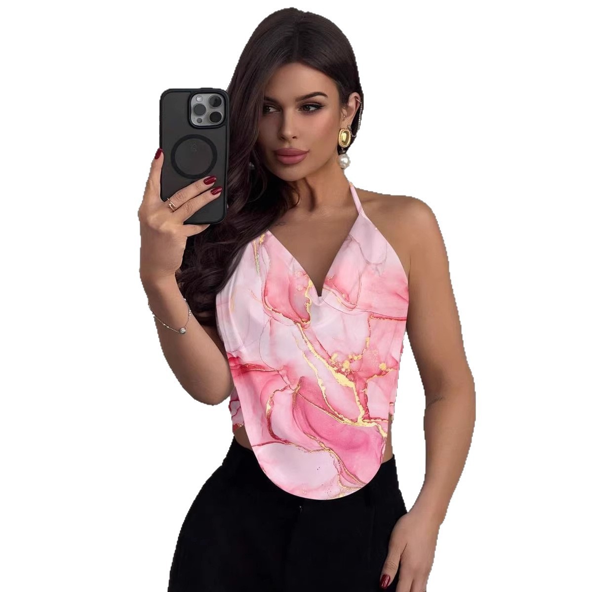 Y2K Halter Neck V-Neck Backless Camisole 3 Y2K Halter Neck V-Neck Backless Camisole - Image 3