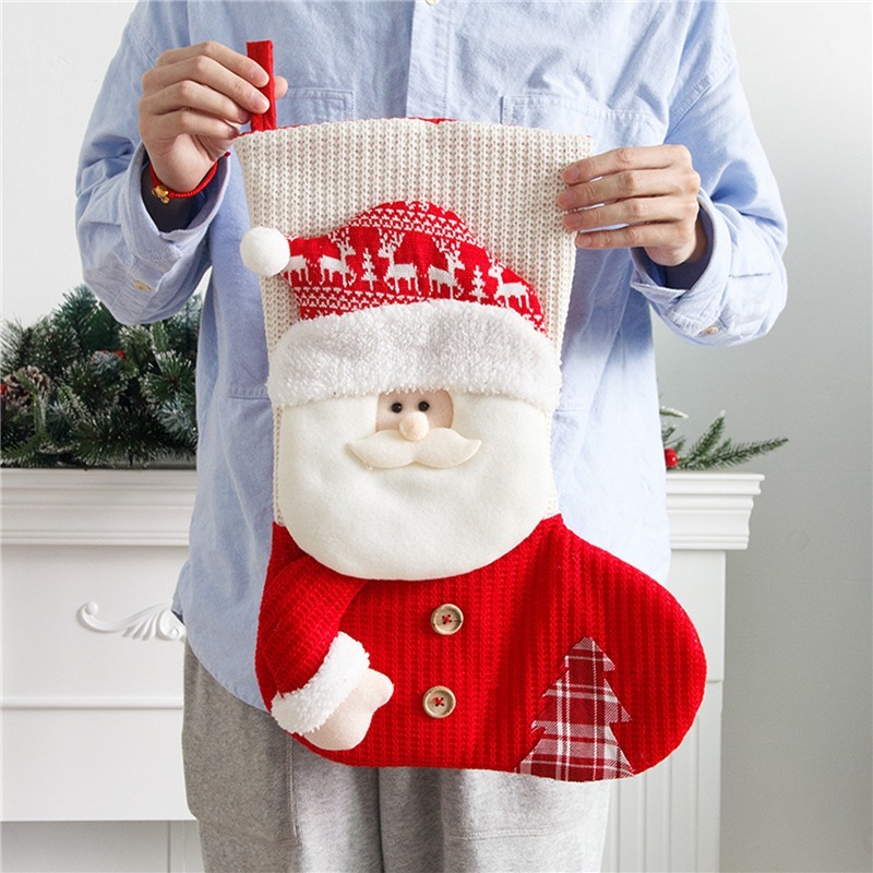 Large Red White Knitted Christmas Stocking Santa Claus Fireplace Decor Socks Xmas Gift Bags Candy Holder Decor For Home 7 Large Red White Knitted Christmas Stocking Santa Claus Fireplace Decor Socks Xmas Gift Bags Candy Holder Decor For Home - Image 7