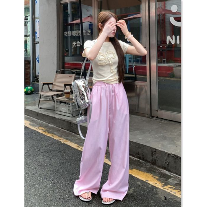 Niche Drawstring Elastic-waist Floor-length Pants 4 Niche Drawstring Elastic-waist Floor-length Pants - Image 4