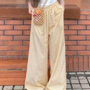 Niche Drawstring Elastic-waist Floor-length Pants
