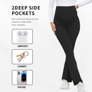 High-waisted Fashionable Maternity Flared Pants With Tummy Control