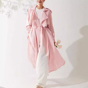 Long Waist-cinching Sheer Flowing Trench Coat
