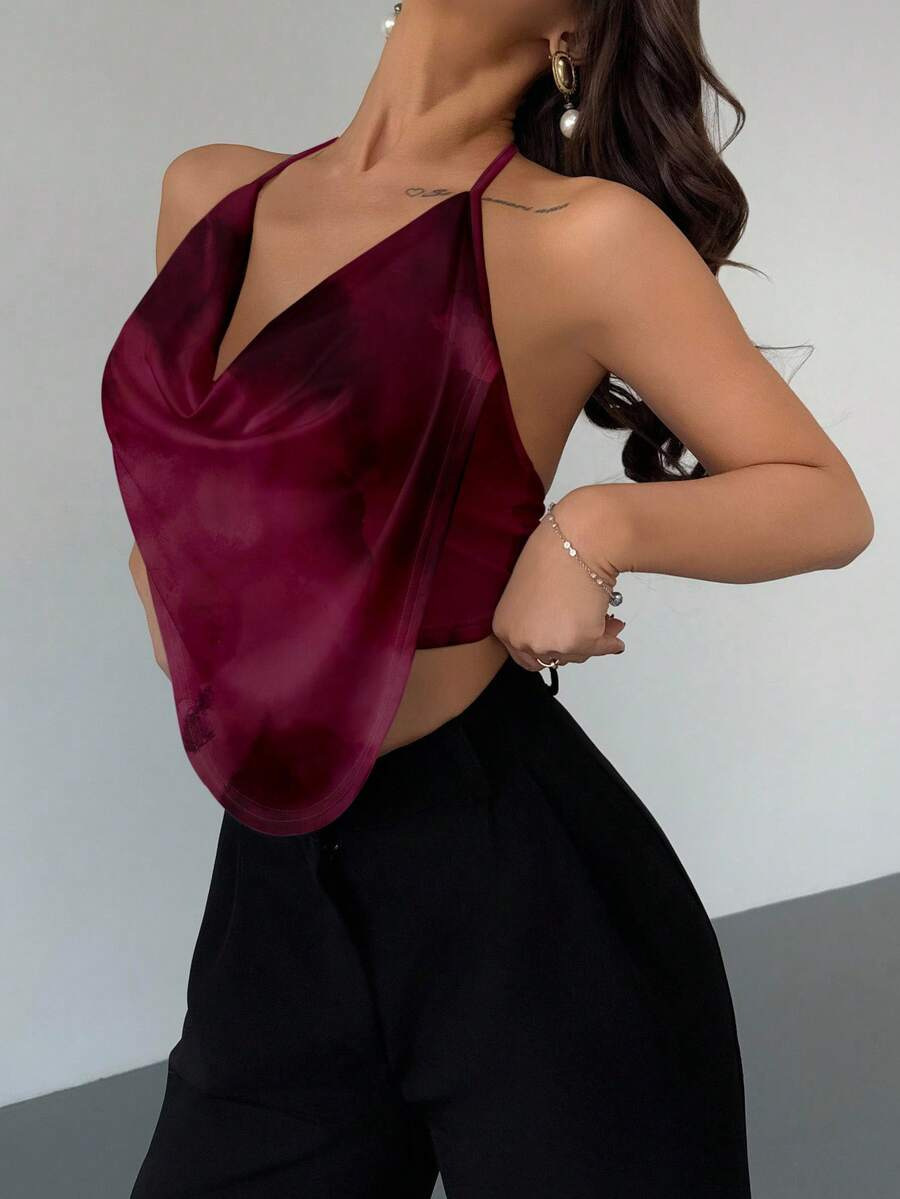 Y2K Halter Neck V-Neck Backless Camisole 6 Y2K Halter Neck V-Neck Backless Camisole - Image 6