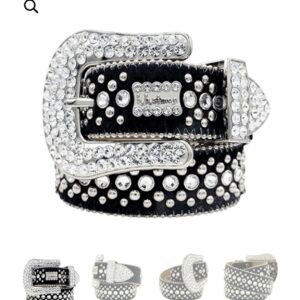 New Rhinestone Belt With Top-grain Leather Unisex