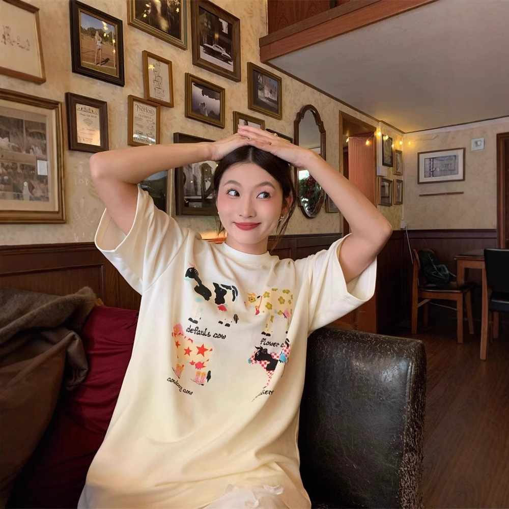 American Retro Cartoon Print Korean Version Loose Versatile Top 5 American Retro Cartoon Print Korean Version Loose Versatile Top - Image 5