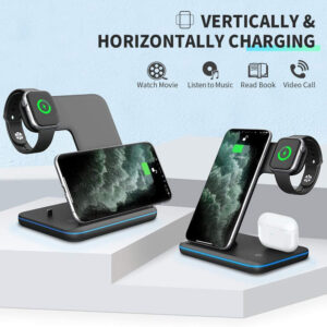 3 In 1 Wireless Charger Stand Mobile Phone, Watch & Earphone