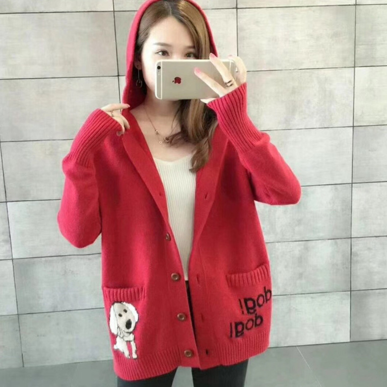 Women's Thickened Knitted Hooded Cardigan Loose Fit 3 Women's Thickened Knitted Hooded Cardigan Loose Fit - Image 3