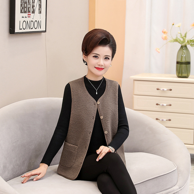 Middle-aged And Elderly Women's Short Fleece-Lined Vest Coat 8 Middle-aged And Elderly Women's Short Fleece-Lined Vest Coat - Image 8