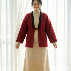 Women's Haori, Women's Warm Coat, Women's Japanese Style Padded Jacket, Japanese Style Indoor Wear, Lightweight & Warm Printed Coat, Japanese Traditional Clothing, Oversized Padded Jacket With Pockets