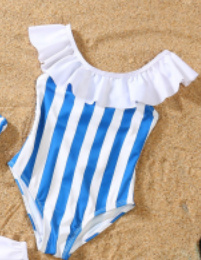 Parent-child Bikini Blue And White Stripe Swimsuit 6 Parent-child Bikini Blue And White Stripe Swimsuit - Image 6