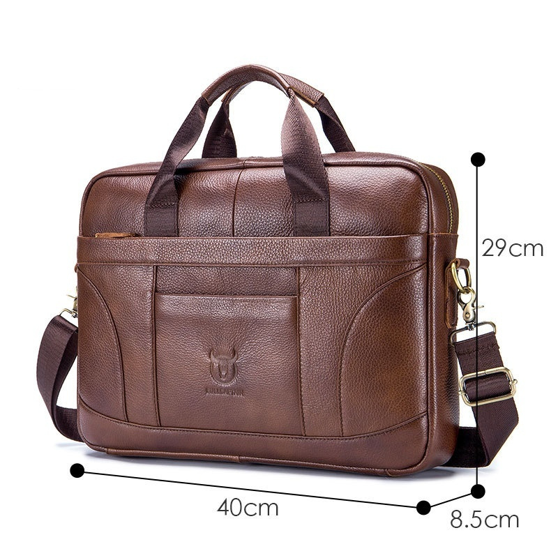 Full-grain Leather Large-capacity Men's Briefcase 6 Full-grain Leather Large-capacity Men's Briefcase - Image 6