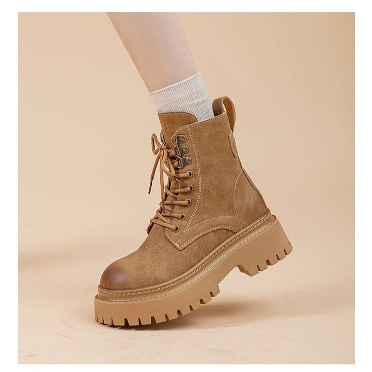 Women's Retro Height-Enhancing Mid-Calf Martin Boots 5 Women's Retro Height-Enhancing Mid-Calf Martin Boots - Image 5
