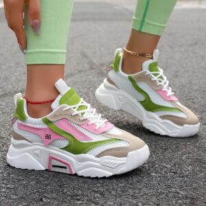 Womens Casual Sporty Floral Mesh Breathable Thick-Soled Shoes