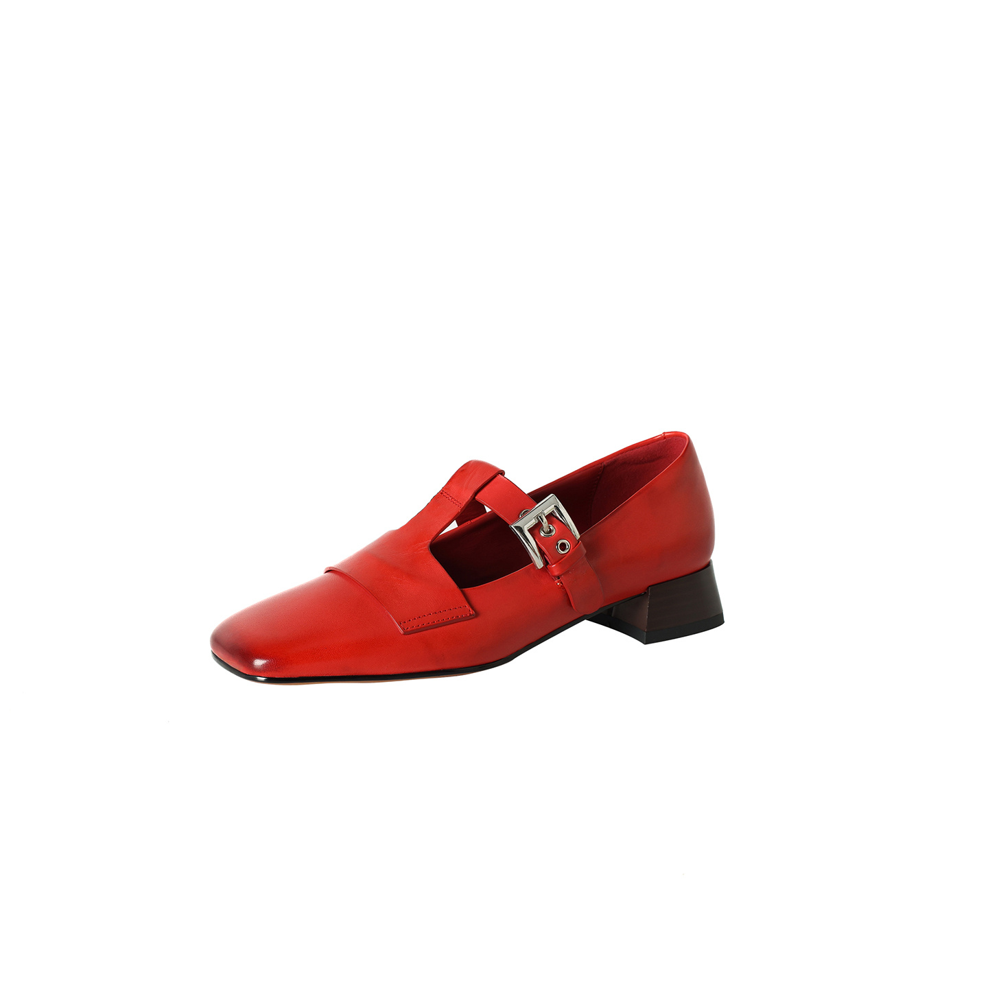 Leather Mary Jane Shoes T-Strap Buckle Low Block Heel Pumps 10 Leather Mary Jane Shoes T-Strap Buckle Low Block Heel Pumps - Image 10