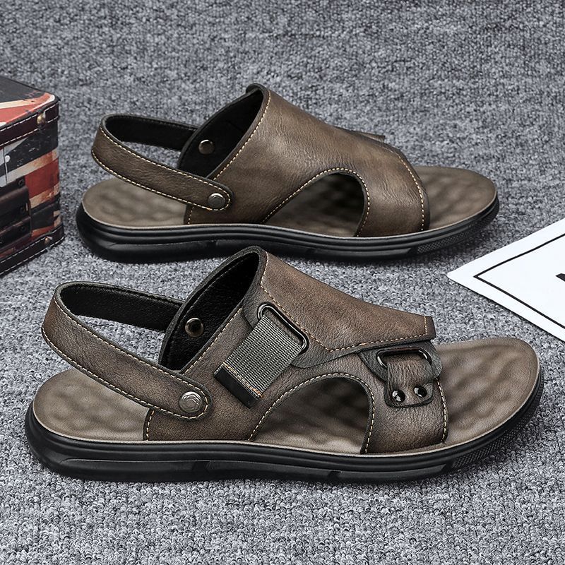 Mens Leather Thick-Soled Non-Slip Beach Casual Soft-Soled Sandals 4 Mens Leather Thick-Soled Non-Slip Beach Casual Soft-Soled Sandals - Image 4