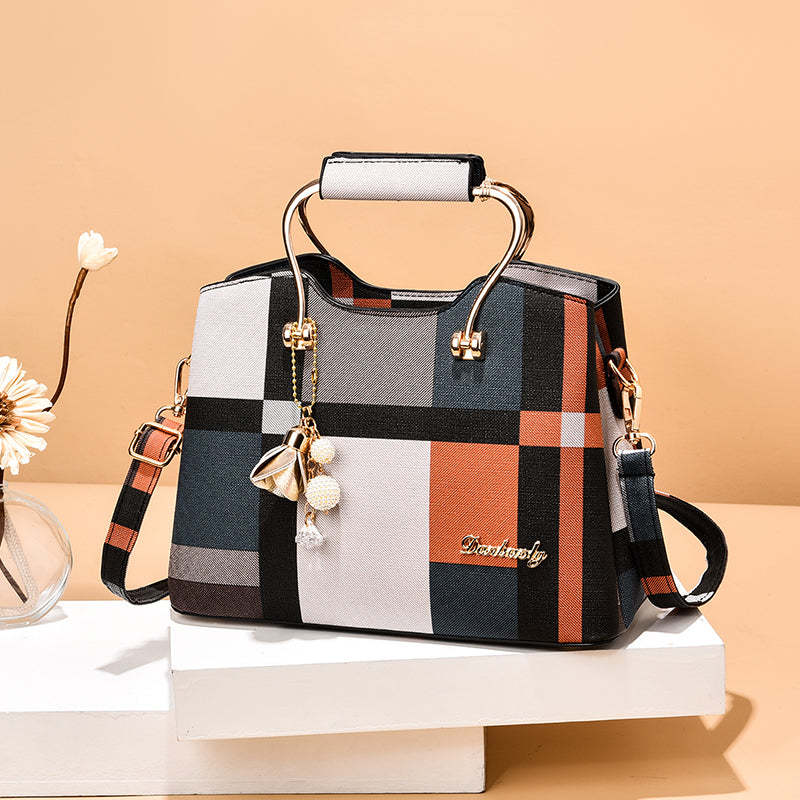 Checkered Design Women's Bag - Satchel Crossbody Handbag 2 Checkered Design Women's Bag - Satchel Crossbody Handbag - Image 2