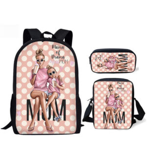 Three-Piece Printed Backpack For Girls